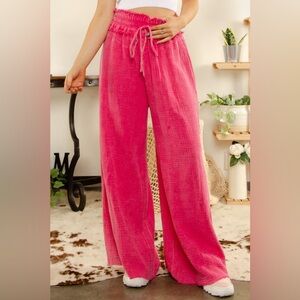 BV22 🩷Bluevelvet Wide-Leg Pink Cotton Lounge Pants